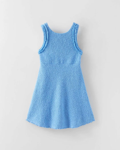 Textured Dress with Frayed Detail